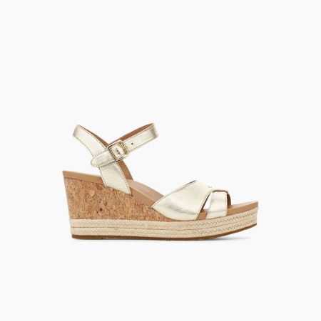 UGG Cloverdale Metallic Gold Sandals for Women (KIMJ74593)